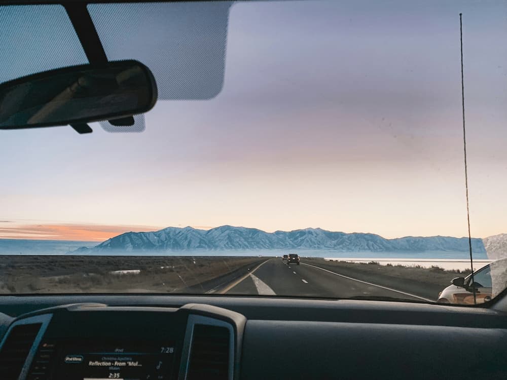 Beautiful view from a windshield